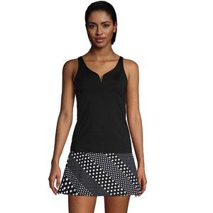 NWT Lands' End Women's V-Neck Sweetheart Tankini Swim Top 8 Black $90 Z158